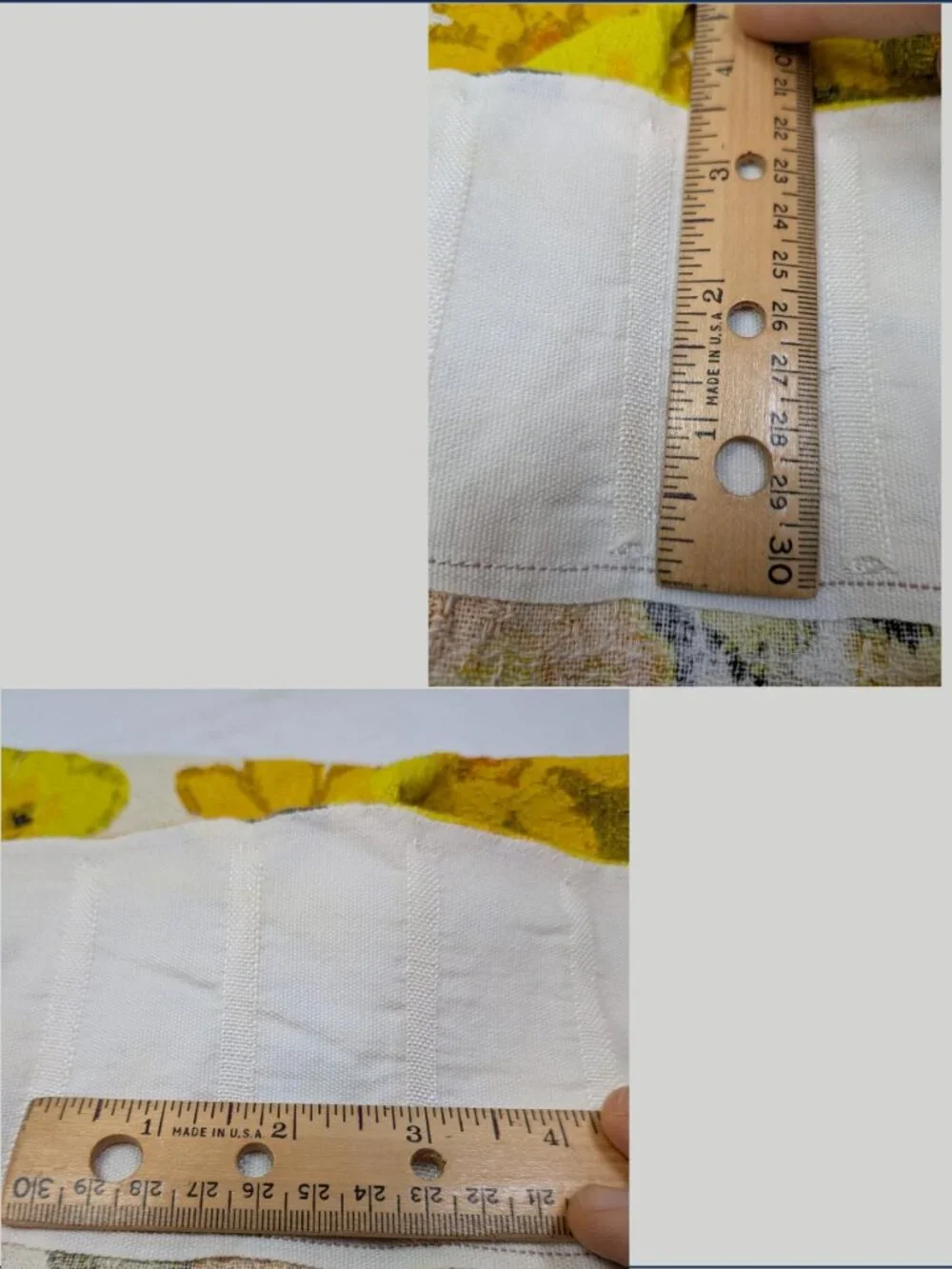 VTG 60s Barkcloth Curtain Panels Set Floral House N Home Chartreuse Yellow Olive